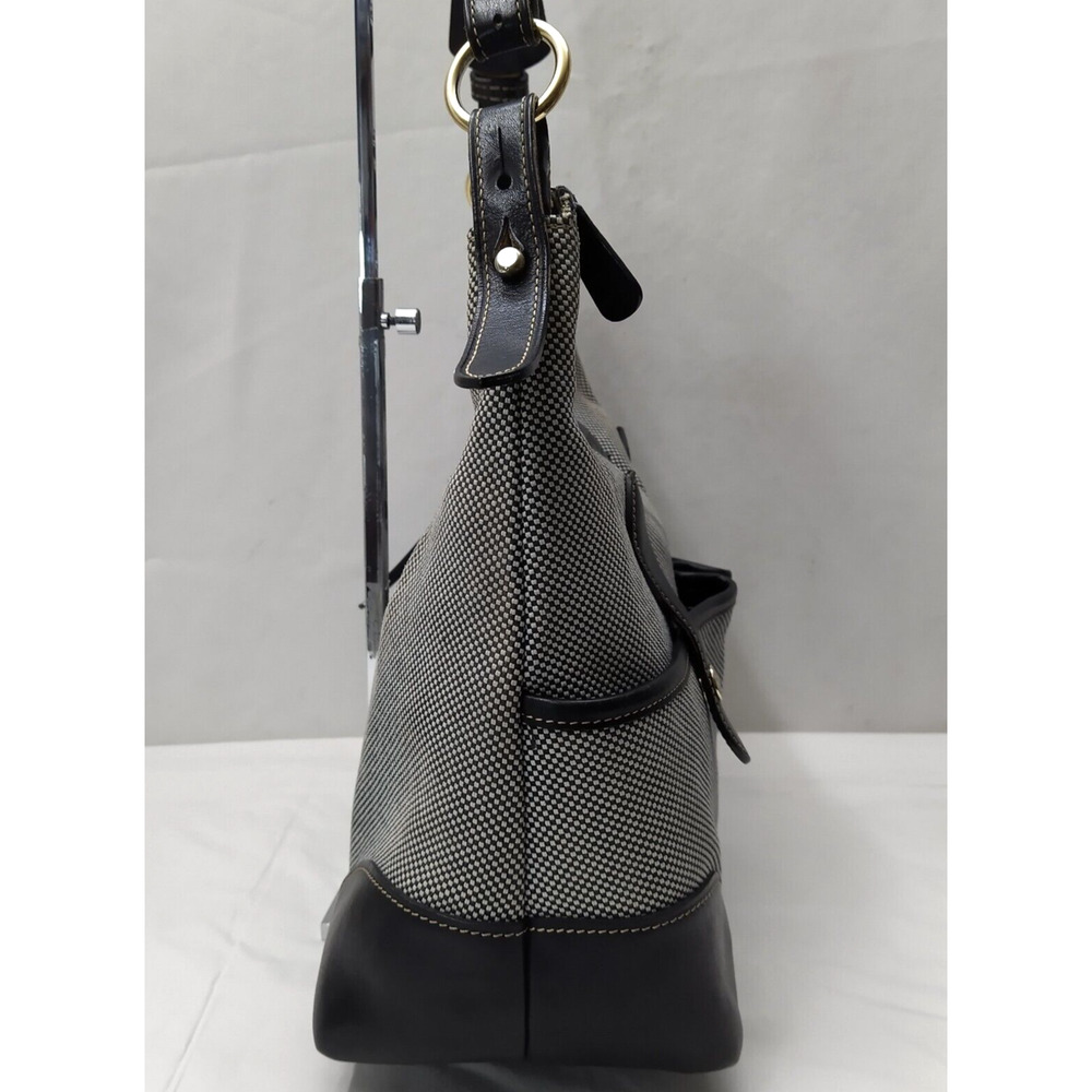 Dooney & Bourke Gray Canvas Leather Trim Front Pockets Zipper Hobo Shoulder Bag - Picture 5 of 16
